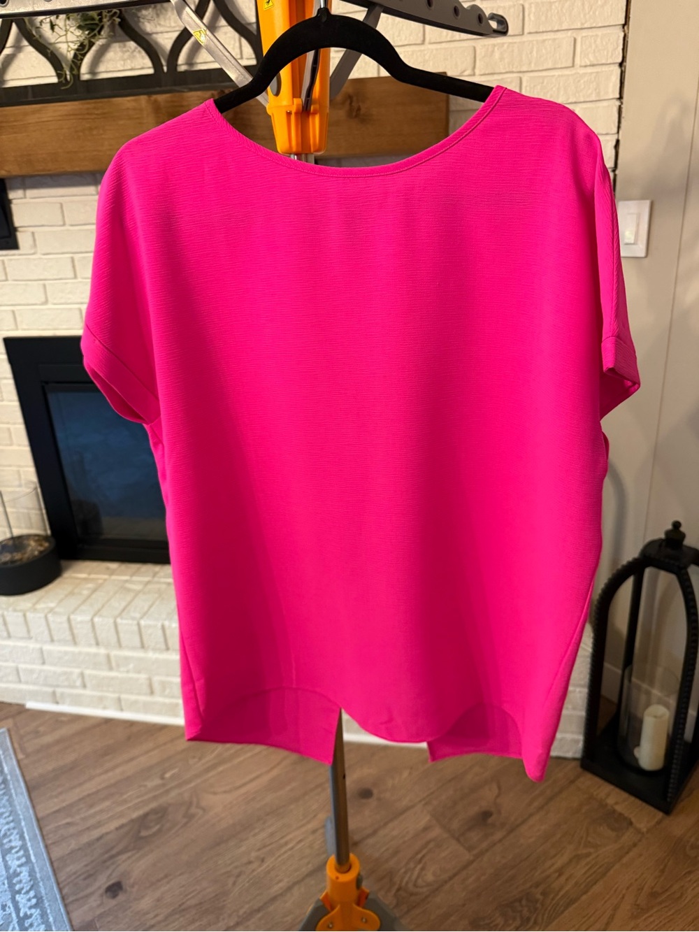 Bright Pink Women’s Short Sleeve Open Back Top